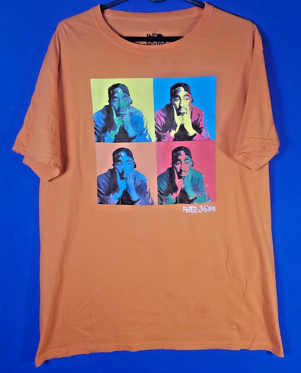 Tupac Shakur Poetic Justice Shirt Men's Large Orange 2Pac Rap Andy Waharol